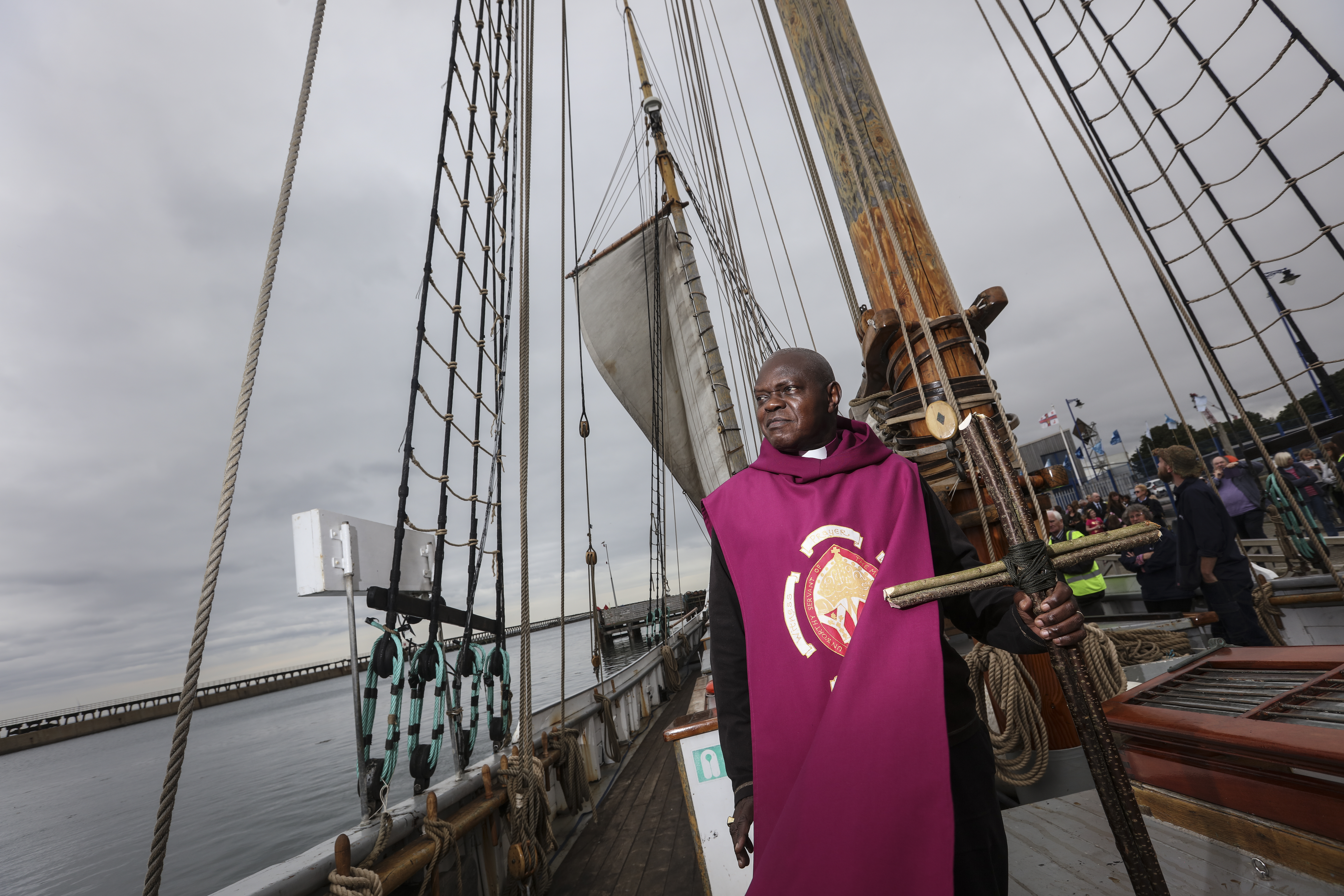 The Archbishop of York on the Williams II Tall Ship in Blyth.